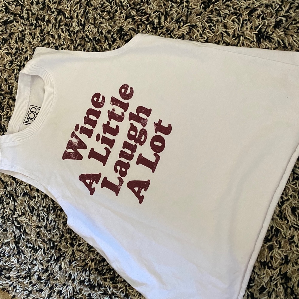 Wine a little laugh a lot sleeveless tee shirt